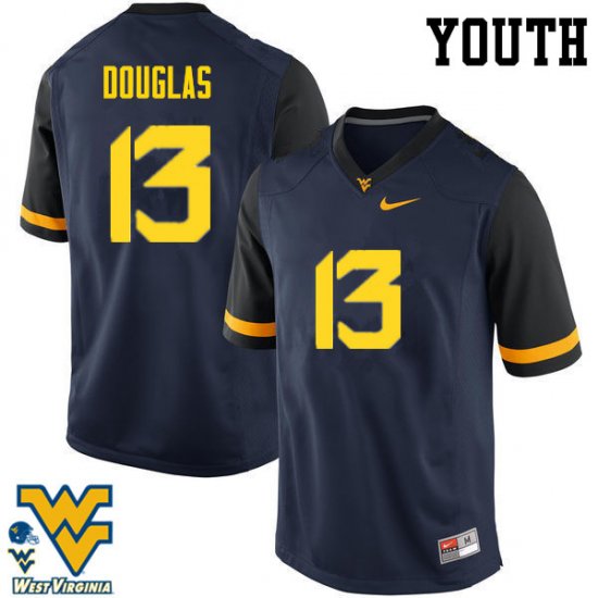 Youth West Virginia Mountaineers NCAA #13 Rasul Douglas Navy Authentic Nike Stitched College Football Jersey ZQ15H10XY